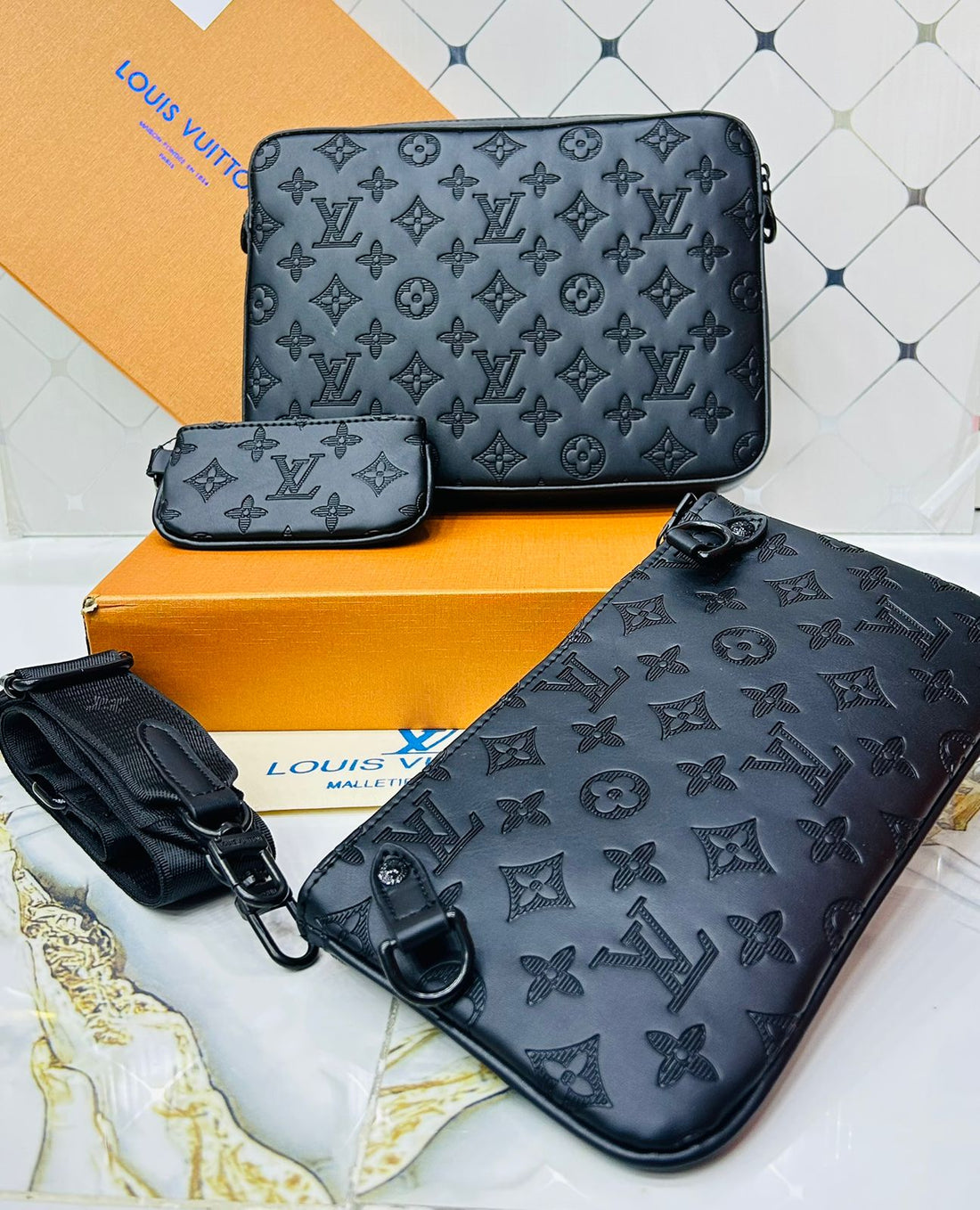 Louis Vuitton Trio Messenger Monogram Shadow Unisex Crossbody Bag