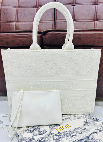 CHRISTIAN DIOR BOOK TOTE BAG IN EMBOSSED CALFSKIN