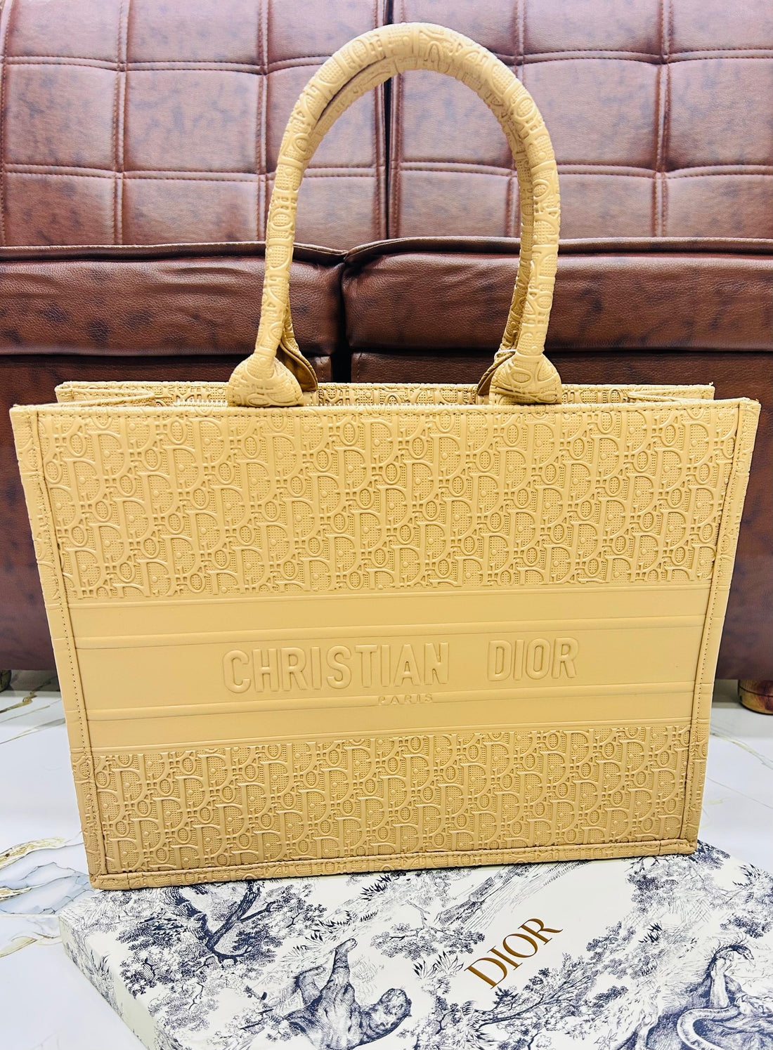 CHRISTIAN DIOR BOOK TOTE BAG IN EMBOSSED CALFSKIN