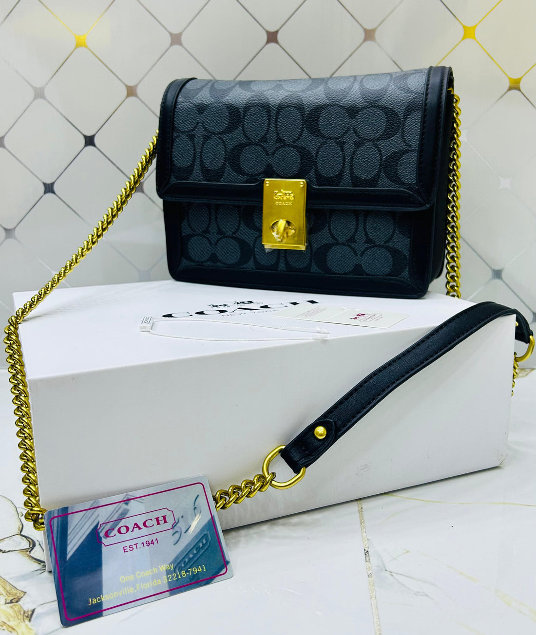 COACH HUTTON SHOULDER BAG WITH SIGNATURE CANVAS