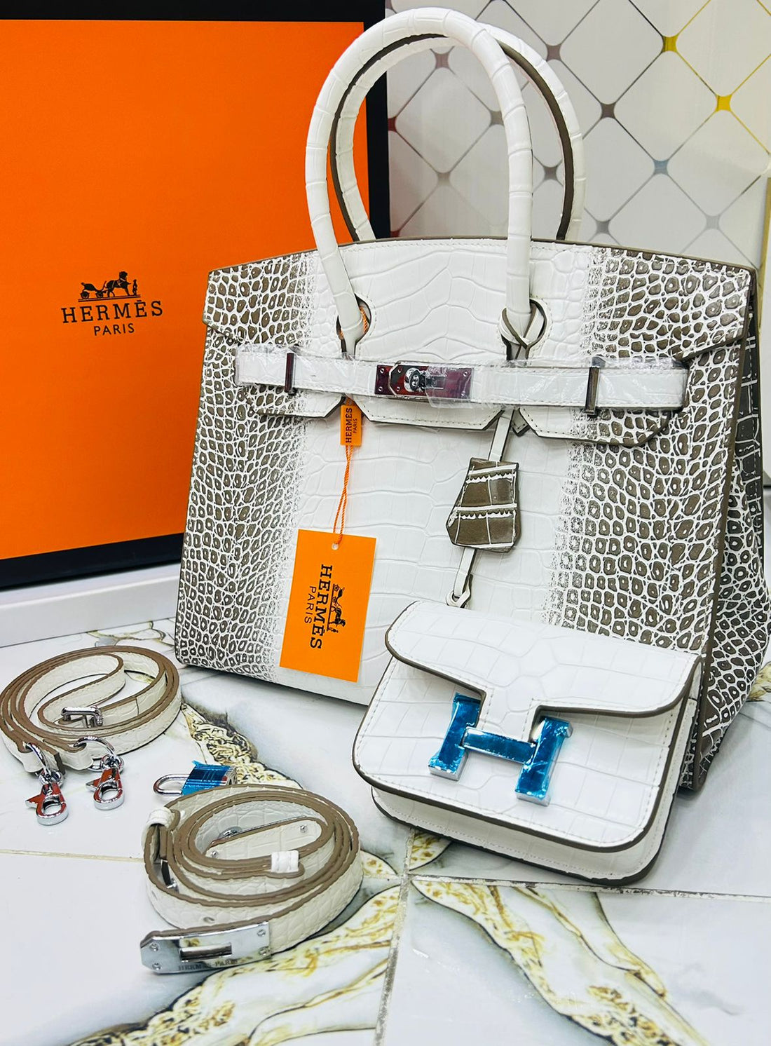 HERMÈS Birkin Croc Embossed Handbag