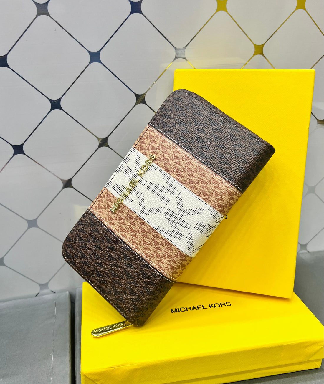 Michael Kors MK Monogram Stripe Continental Wallet