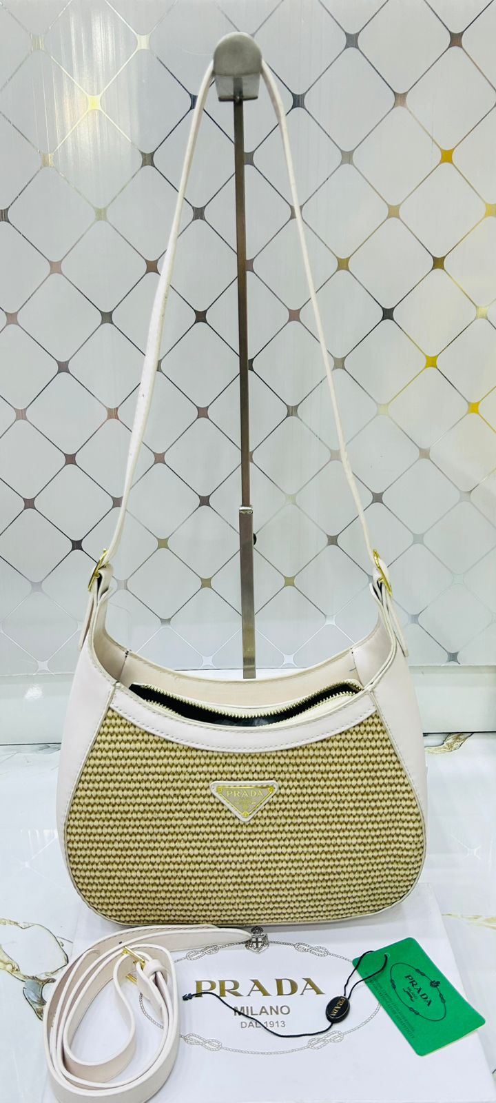 PRADA Woven Cleo Shoulder Bag