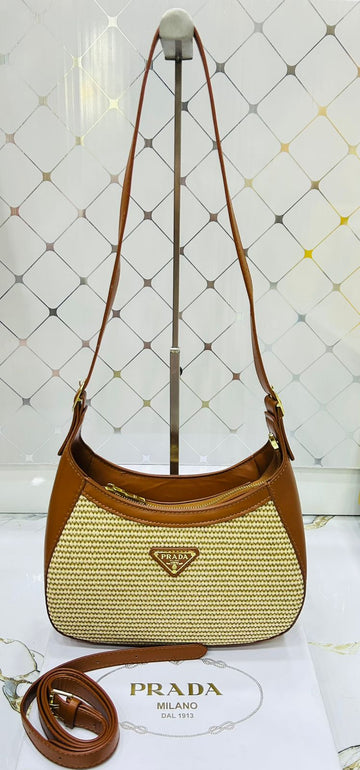PRADA Woven Cleo Shoulder Bag